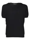 Kangra Cashmere Short-sleeve Round-neck Sweater In Black
