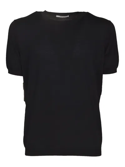Kangra Cashmere Short-sleeve Round-neck Sweater In Black