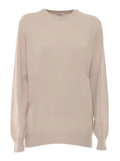 Kangra Cashmere Short Sleeve Sweater With Alcantara Patch In Beige