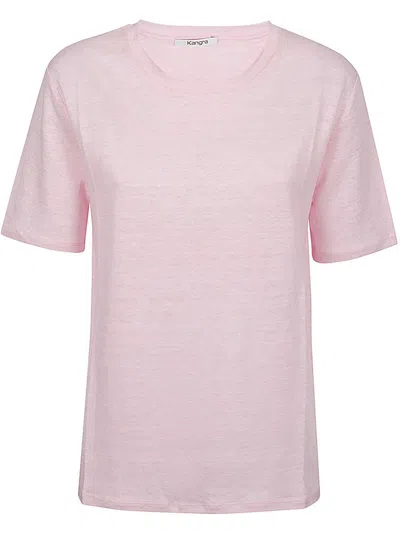 Kangra Cashmere Short Sleeved Crewneck Knitted Top In Pink