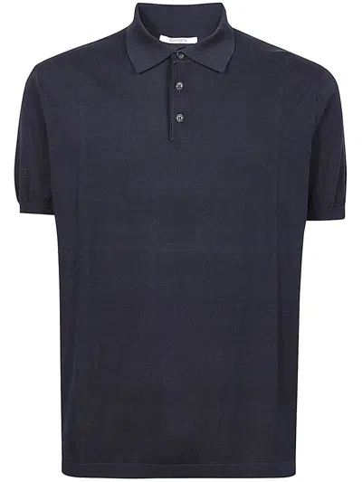 Kangra Cashmere Short Sleeved Knitted Polo Shirt In Blue
