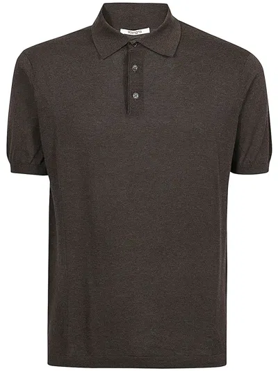 Kangra Cashmere Short Sleeved Knitted Polo Shirt In Brown