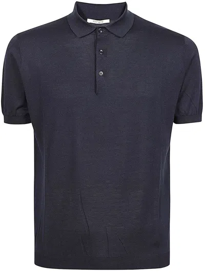 Kangra Cashmere Short Sleeved Polo Shirt In Blue