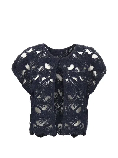Kangra Cashmere Short-sleeve Cardigan In Blue