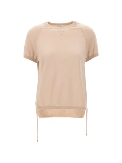 Kangra Cashmere Short-sleeve Cotton Sweater In Neutral