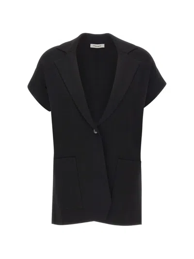 Kangra Cashmere Short-sleeve Knitted Blazer In Black