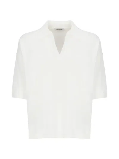 Kangra Cashmere Short-sleeve Polo Shirt In White