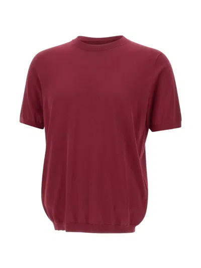 Kangra Cashmere Short-sleeve Ribbed T-shirt In Red