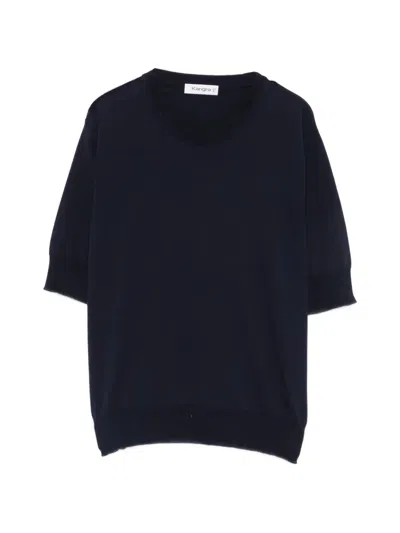 Kangra Cashmere Short-sleeve Sweater In Blue