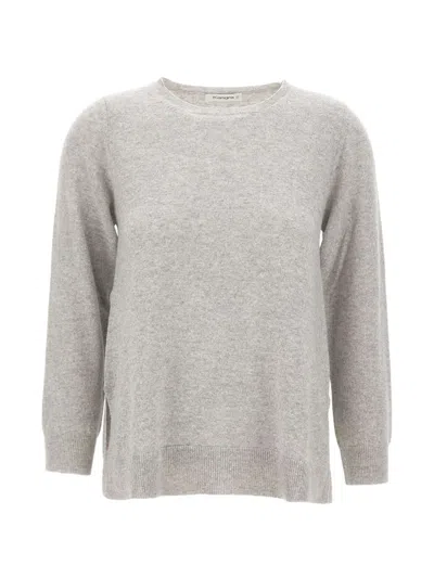 Kangra Cashmere Side-slit Sweater In Gray