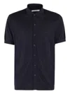 Kangra Cashmere Kangra Short-sleeved Shirt With Pointed Collar In Soft Silk-linen Blend