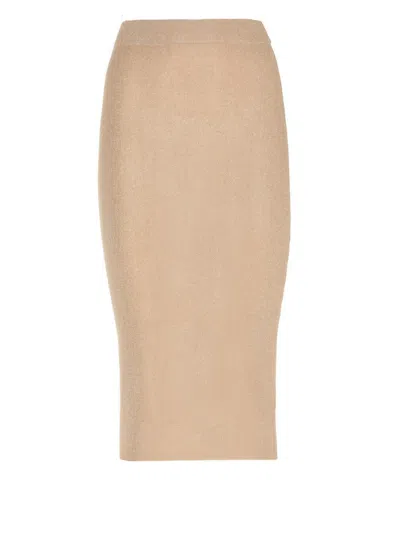 Kangra Cashmere Kangra Golden Viscose Skirt In Brown