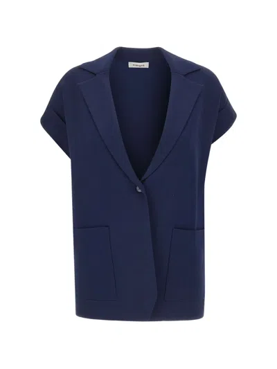 Kangra Cashmere Sleeveless Knitted Blazer In Blue