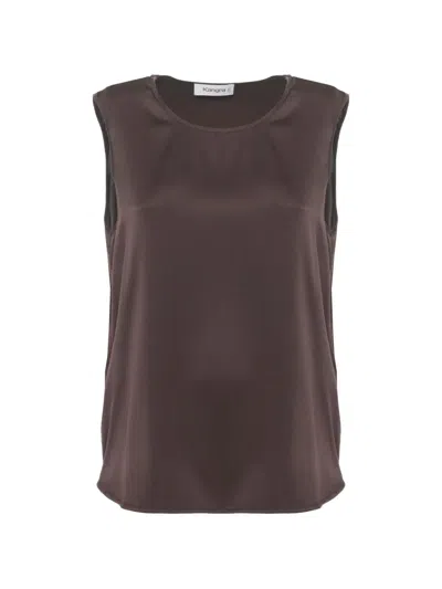 Kangra Cashmere Sleeveless Scoop-neck Top In Brown