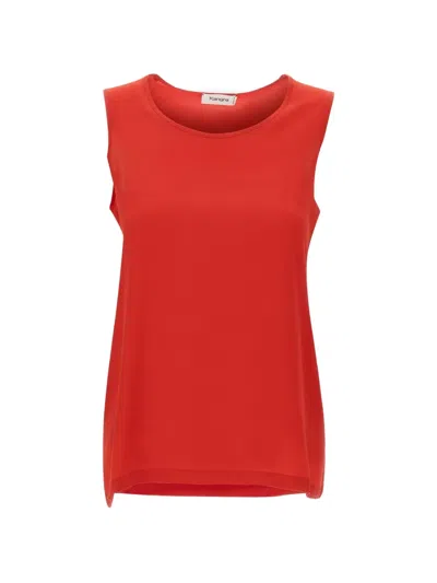 Kangra Cashmere Sleeveless Silk Tank Top In Red