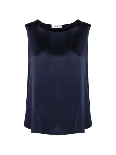 Kangra Cashmere Sleeveless Top In Blue