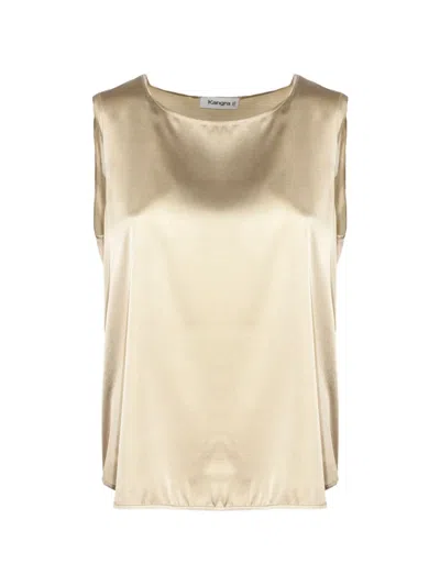 Kangra Cashmere Sleeveless Top In Gold