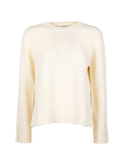 Kangra Cashmere Slit-cuff Crew-neck Sweater In Neutral