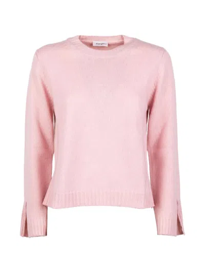 Kangra Cashmere Slit-cuff Knitted Sweater In Pink