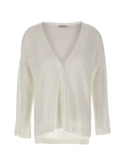 Kangra Cashmere Slit-cuff V-neck Cardigan In White