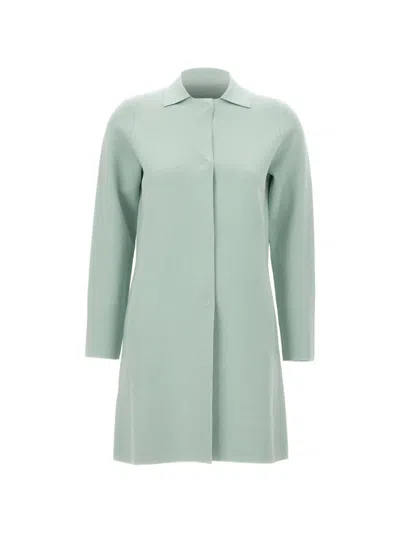Kangra Cashmere Snap-button Classic-collar Coat In Green
