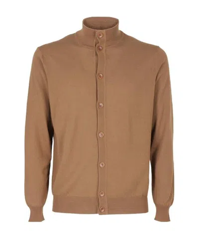 Kangra Cashmere Standing Collar Casual Jacket In Brown