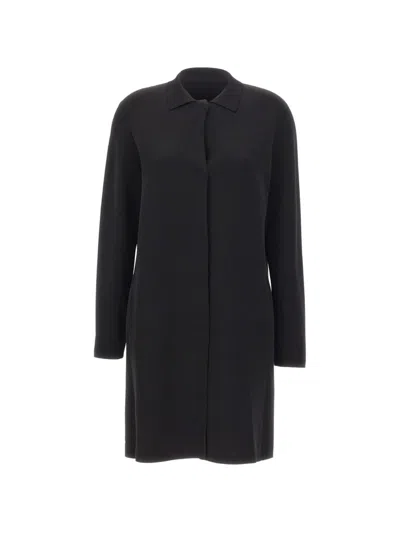 Kangra Cashmere Straight-cut Classic-collar Coat In Black
