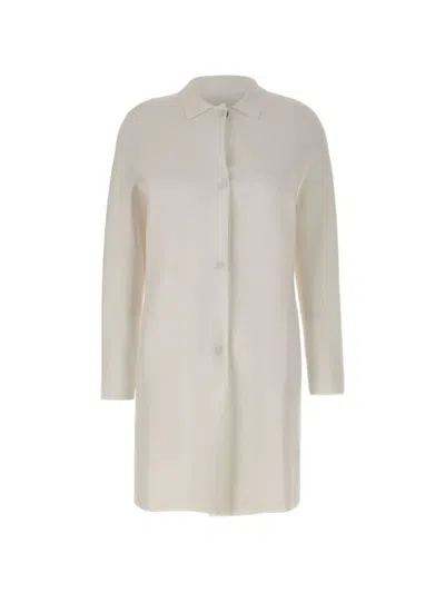Kangra Cashmere Straight-cut Snap-button Coat In Neutral