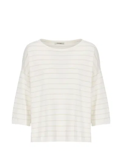 Kangra Cashmere Striped Cotton T-shirt In White