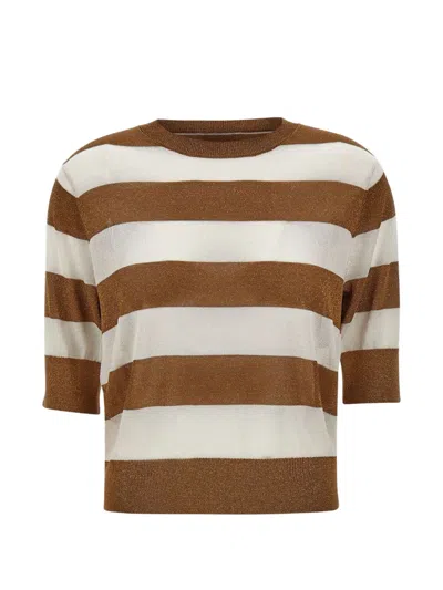 Kangra Cashmere Striped Sweater In Brown
