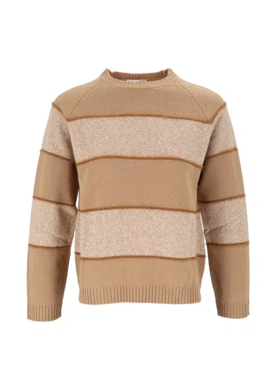 Kangra Cashmere Striped Wool-blend Sweater In Neutral