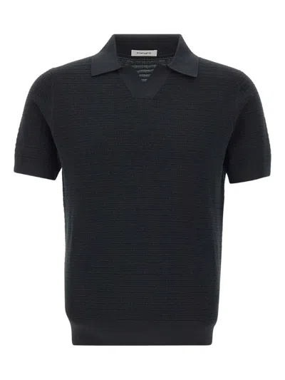 Kangra Cashmere Structured-weave Polo Shirt In Black