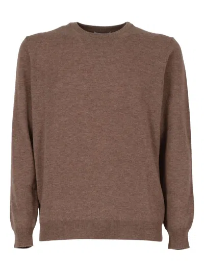 KANGRA CASHMERE SUEDE-PATCH CREW-NECK SWEATER