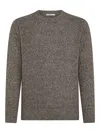 Kangra Cashmere Kangra Classic Round Neck Sweater With Ribbed Trim In Brown