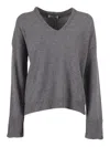 Kangra Cashmere Knit Pullover With Strass Embellishments At Cuffs In Gray