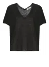 Kangra Cashmere Kangra Black Linen Knit Top