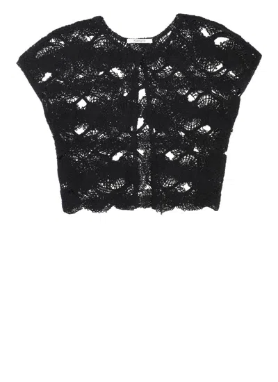 Kangra Cashmere Kangra Black Cotton Knit Top