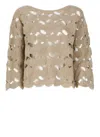 Kangra Cashmere Kangra Open-knit Beige Jacket With Scalloped Edges In Beige
