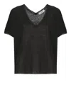 Kangra Cashmere Kangra Black Linen Knit Top In Black