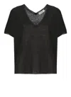 Kangra Cashmere Kangra Black Linen Knit Top In Black