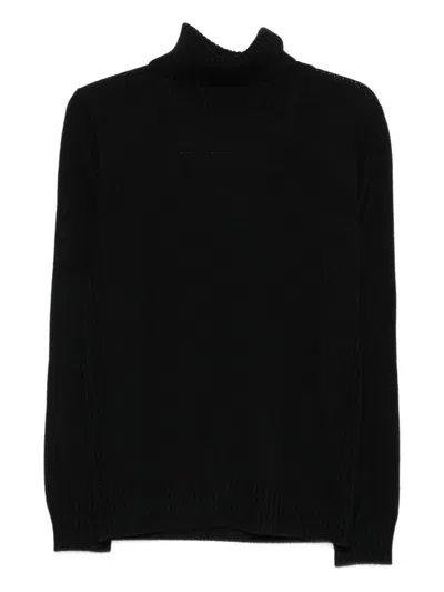 KANGRA CASHMERE KANGRA CASHMERE BLACK WOOL TURTLENECK SWEATER