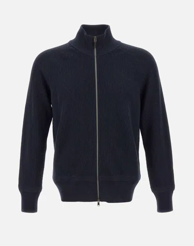 Kangra Cashmere M-martello Zip-up Sweater In Blue