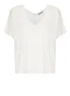 Kangra Cashmere Kangra White Linen Knit Top In White