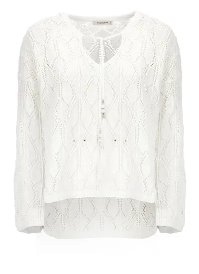 Kangra Cashmere Kangra White Lace Sweater