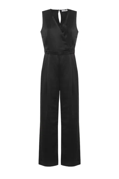 Kangra Cashmere Tailored Black Jumpsuit With V-neckline And Side Zip Fastening