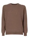 Kangra Cashmere Suede-patch Crew-neck Sweater In Brown