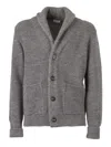 Kangra Cashmere Textured Knit Shawl-collared Jacket With Functional Pockets In Gray