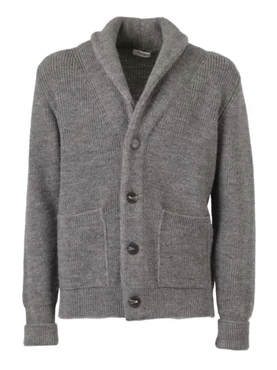 KANGRA CASHMERE TEXTURED KNIT SHAWL-COLLARED JACKET WITH FUNCTIONAL POCKETS