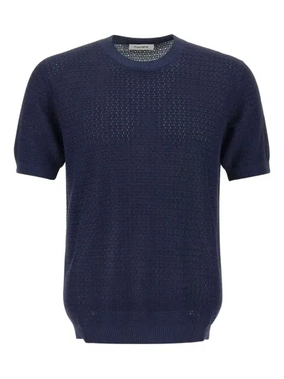 Kangra Cashmere Textured-weave T-shirt In Blue