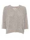 Kangra Cashmere Three-quarter Sleeve Pullover With Subtle Sequins In Gray